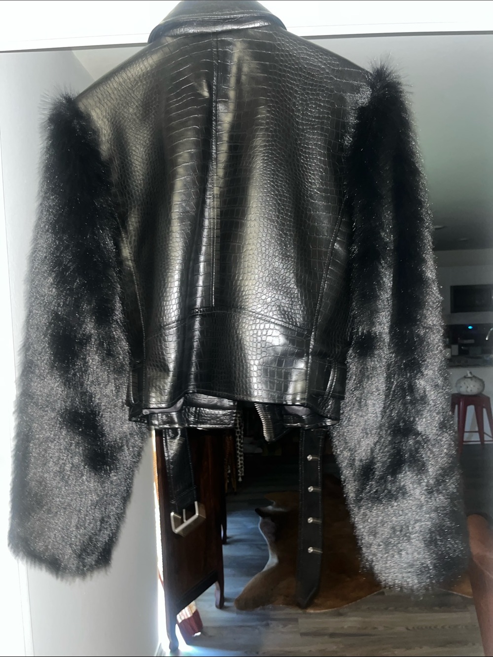 Anthropologie AVEC LES FIlLES Textured  Faux Leather Biker Jacket - Picture 5 of 7